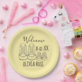 ようこそ新着ベビーシューズシャワーイエロー ペーパープレート (パーティー)