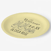 ようこそ新着ベビーシューズシャワーイエロー ペーパープレート (アングル)