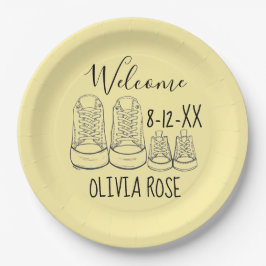 ようこそ新着ベビーシューズシャワーイエロー ペーパープレート