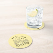 ようこそ新着ベビーシューズシャワーイエロー ラウンドペーパーコースター (インサイチュ)