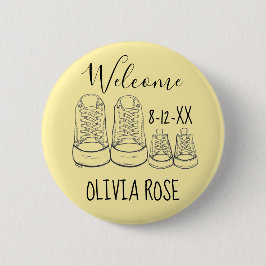 ようこそ新着ベビーシューズシャワーイエロー 缶バッジ