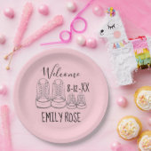 ようこそ新着ベビーシューズシャワーピンク女の子 ペーパープレート (パーティー)