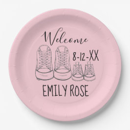 ようこそ新着ベビーシューズシャワーピンク女の子 ペーパープレート