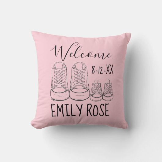 ようこそ新着ベビーシューズシャワーピンク クッション (正面)