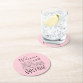 ようこそ新着ベビーシューズシャワーピンク ラウンドペーパーコースター (インサイチュ)