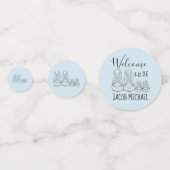 ようこそ新着ベビーシューズシャワーブルー コンフェッティ (裏面)