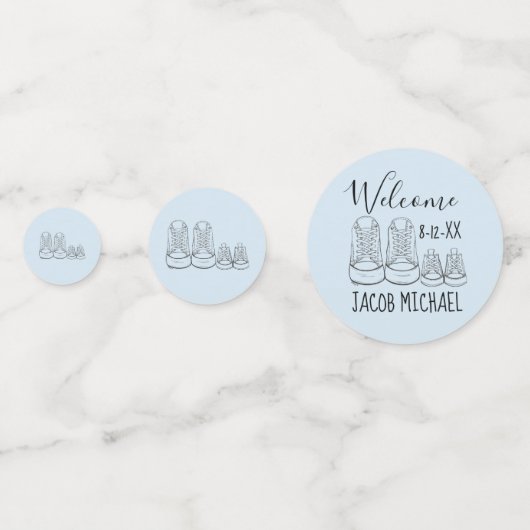 ようこそ新着ベビーシューズシャワーブルー コンフェッティ (裏面)