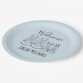 ようこそ新着ベビーシューズシャワーボーイブルー ペーパープレート (アングル)