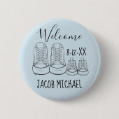ようこそ新着ベビーシューズシャワーボーイブルー 缶バッジ (正面)