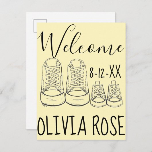 ようこそ新着ベビーシューズ誕生のお知らせ 案内ポストカード (正面/裏面)