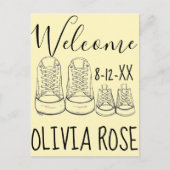 ようこそ新着ベビーシューズ誕生のお知らせ 案内ポストカード (正面)