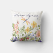 ようこそ春とワイルドフラワーとトンボ クッション (正面)