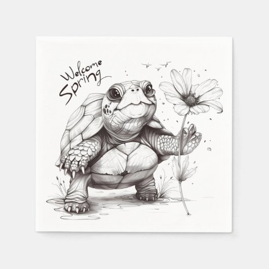 ようこそ春"タートルナプキンス!🌼🐢 スタンダードカクテルナプキン (正面)