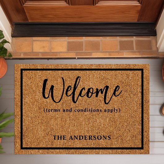 ようこそ条件の適用おもしろい形式 ドアマット