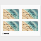 ようこそ海ビーチブルーウォーター色 長方形シール (シート)