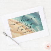 ようこそ海ビーチブルーウォーター色 長方形シール (封筒)