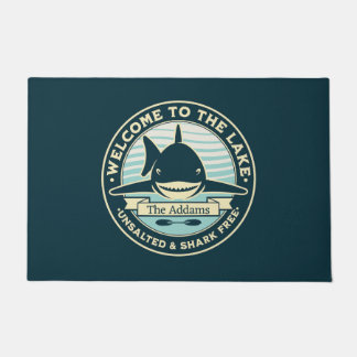 ようこそ湖の無塩とサメのフリーフォーマット ドアマット