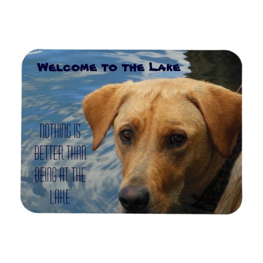 ようこそ湖ラブラドール マグネット (横)