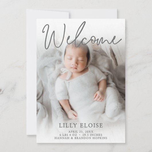 ようこそ灰色の写真の誕生のお知らせ 招待状