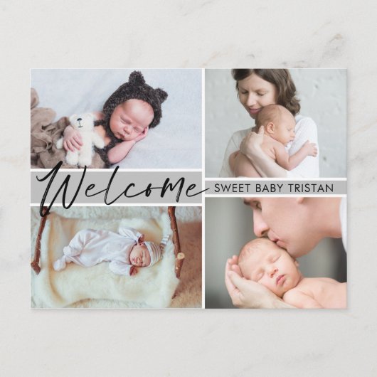 ようこそ甘いベビー誕生のお知らせ ポストカード (正面)