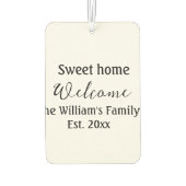 ようこそ甘い家を追加する家族の名前の年Est。文字 カーエアーフレッシュナー (裏面)