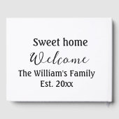 ようこそ甘い家を追加する家族の名前の年Est。文字 ゲストブック (裏面)
