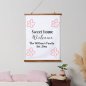 ようこそ甘い家を追加する家族の名前の年Est。文字 吊り下げ型タペストリー (寝室)