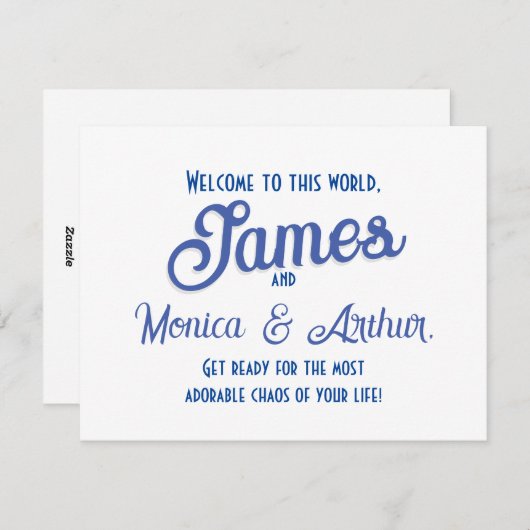 ようこそ生まれたばかりの男の赤ちゃんおめでとう シーズンカード (正面/裏面)