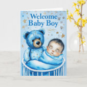 ようこそ男の赤ちゃんカード カード (黄色い花)