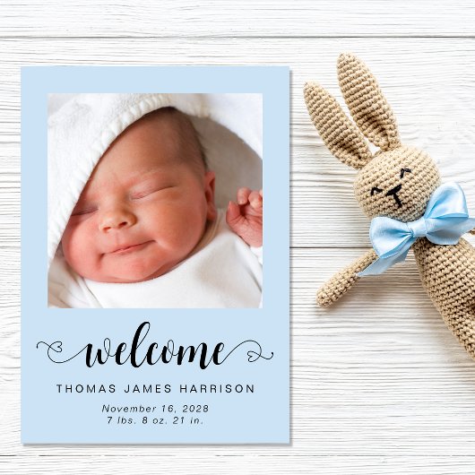ようこそ男の赤ちゃん写真の誕生発表 案内状