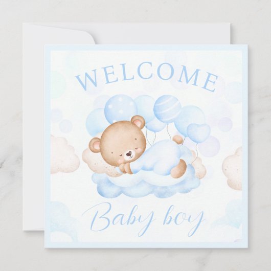 ようこそ男の赤ちゃん名ブルーベアーカード (正面)