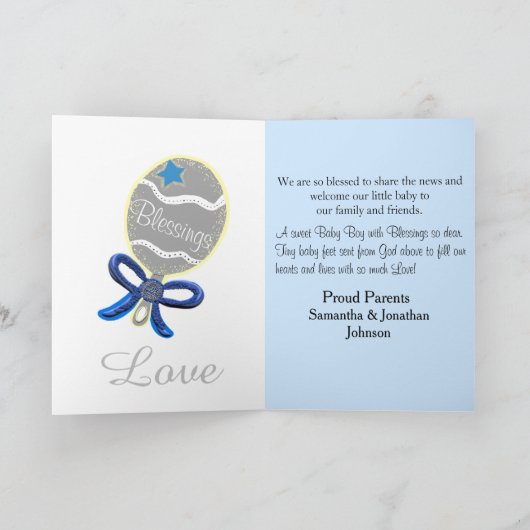 ようこそ男の赤ちゃん誕生統計フォトカード 案内状 (内部)