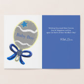 ようこそ男の赤ちゃん銀箔グリーティングカード 箔カード (内部)