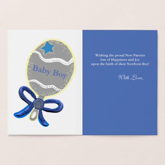 ようこそ男の赤ちゃん銀箔グリーティングカード 箔カード (内部)