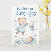 ようこそ男の赤ちゃん カード (黄色い花)