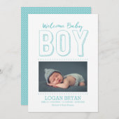 ようこそ男の赤ちゃん | 誕生発表 案内状 (正面/裏面)