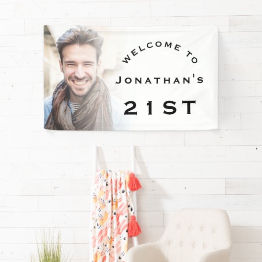 ようこそ男性21歳の誕生日パーティーフォトオーバーレイBan 横断幕 (インサイチュ)