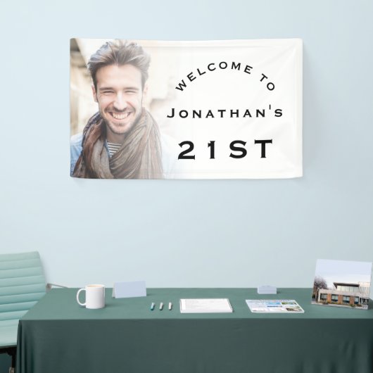 ようこそ男性21歳の誕生日パーティーフォトオーバーレイBan 横断幕 (トレードショー)