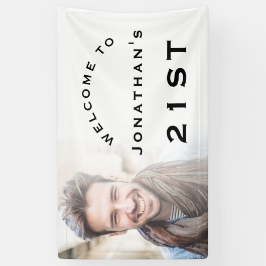 ようこそ男性21歳の誕生日パーティーフォトオーバーレイBan 横断幕 (縦)