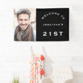 ようこそ男性21歳の誕生日パーティーフォトブラック 横断幕 (インサイチュ)