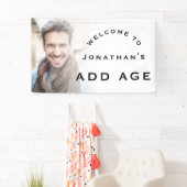 ようこそ男性Any Age Birthday Partyフォトオーバーレイ 横断幕 (インサイチュ)