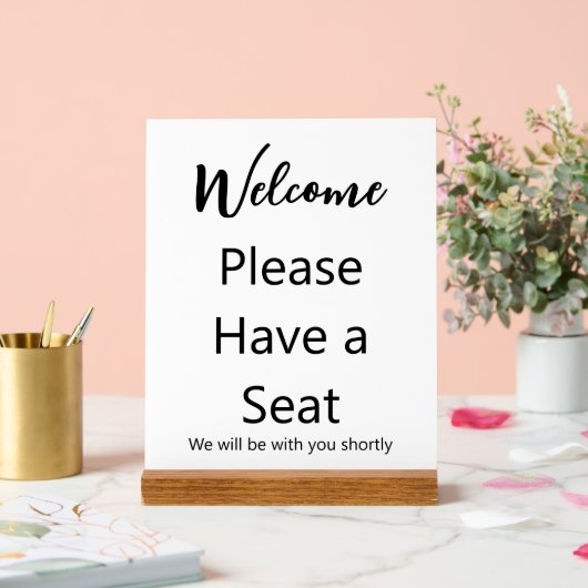 ようこそ白と一緒に座って下さい アクリルサイン (ウェディング)