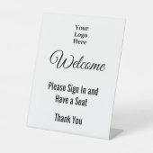 ようこそ白と黒の文字ロゴにサインイン 台座サイン (正面)