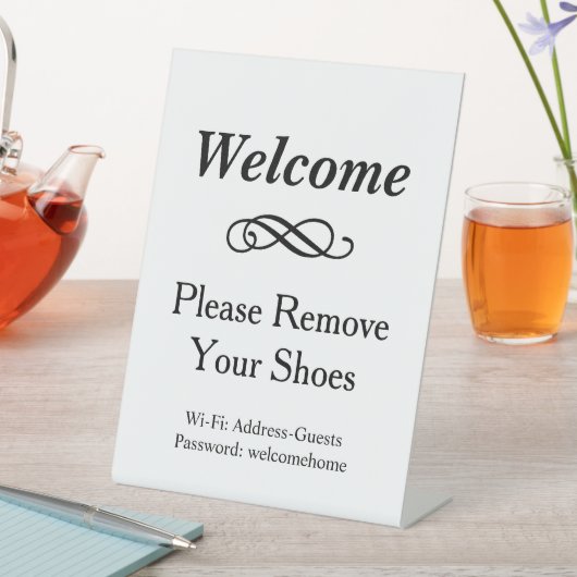 ようこそ白黒お願い靴を削除 台座サイン (インサイチュ)