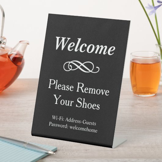 ようこそ白黒お願い靴を削除 台座サイン (インサイチュ)