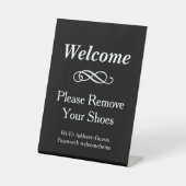 ようこそ白黒お願い靴を削除 台座サイン (正面)