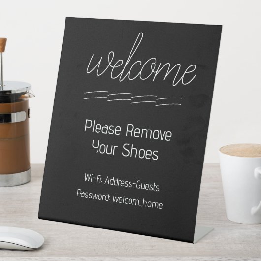 ようこそ白黒お願い靴を削除 台座サイン (インサイチュ)