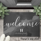 ようこそ白黒のパーソナライズされたファミリ名 ドアマット