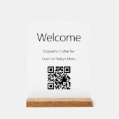 ようこそ白黒スキャンQRコードのメニューテンプレート アクリルサイン (正面)