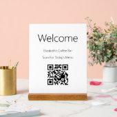 ようこそ白黒スキャンQRコードのメニューテンプレート アクリルサイン (ウェディング)